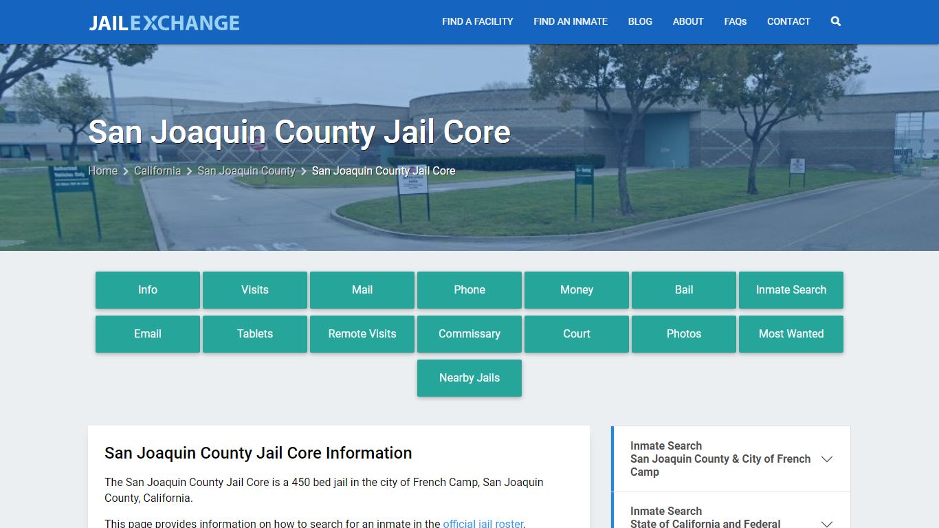 San Joaquin County Jail Core, CA Inmate Search, Information