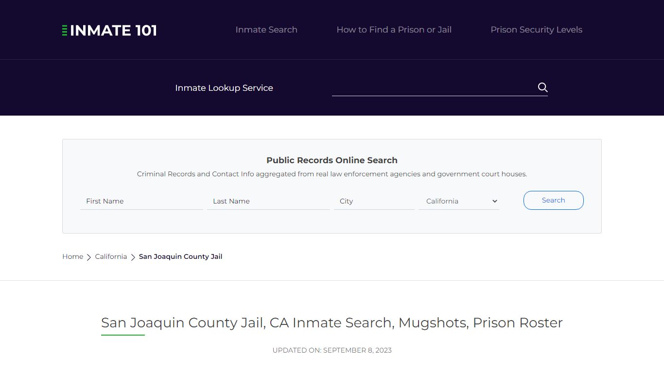 San Joaquin County Jail, CA Inmate Search, Mugshots, Prison Roster